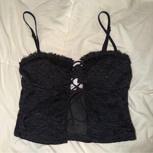 Princess Polly Black Lace Crop Top